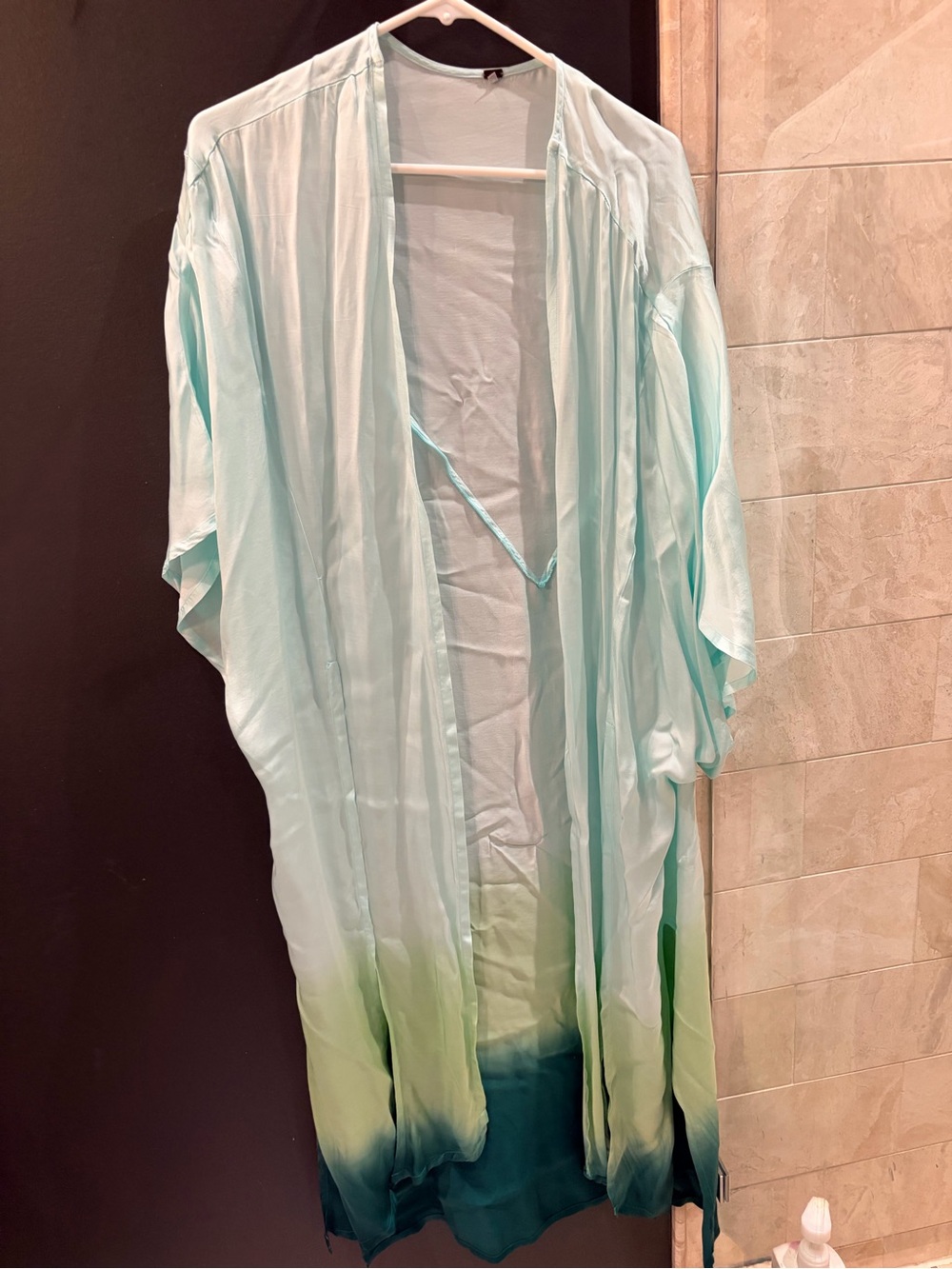 New Young Fabulous & Broke Kimono Light Aqua and Green Ombre Silk Feel